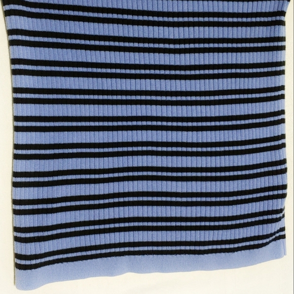 Land's End 100 % Cotton Blue Striped Ribbed Pullover Sweater Size M 10-12 - Picture 5 of 12